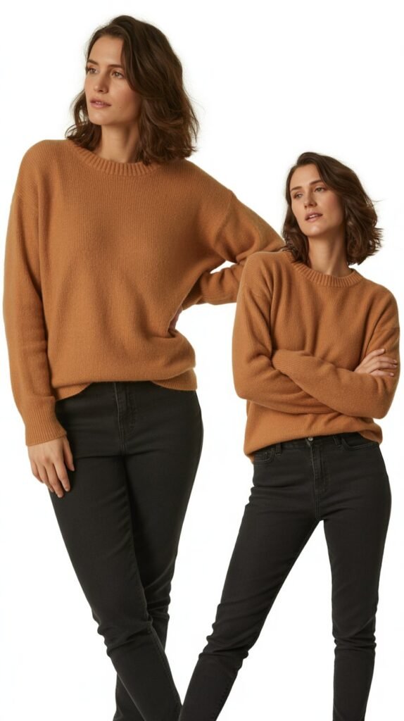 Caramel Sweater with Black Jeans