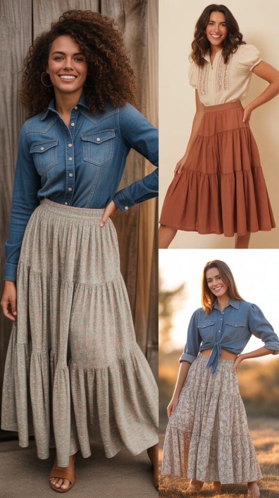 Tiered Prairie Skirt with Tucked Western Top
