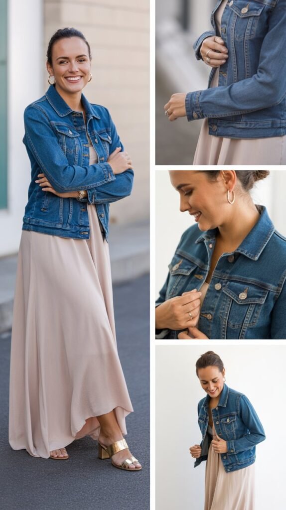 Denim Jacket over Maxi Dress
