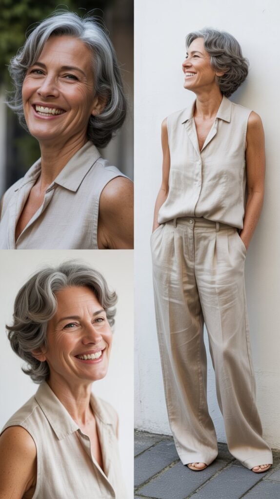  Linen Pants with Sleeveless Blouse