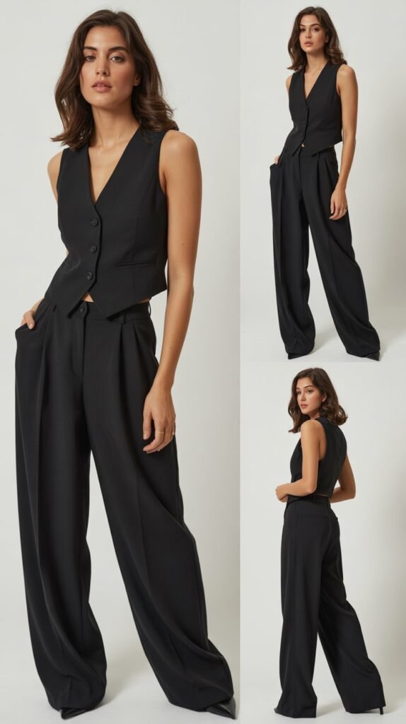 Tailored Vest with Wide-Leg Trousers