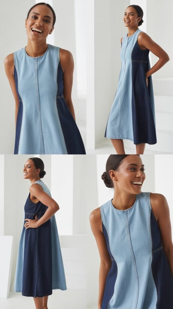 Two-Tone Denim Dress