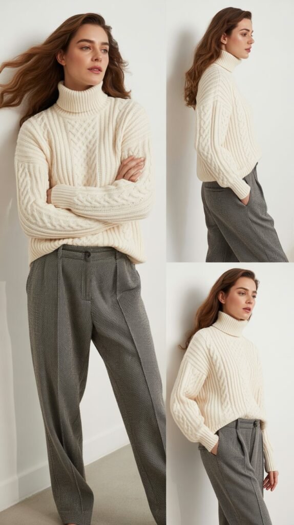 Mixed Textures: Knit Top with Woven Pants