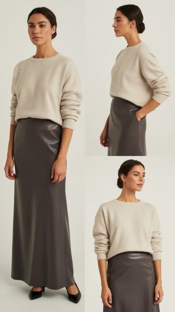 Straight Skirt with Cashmere Pullover
