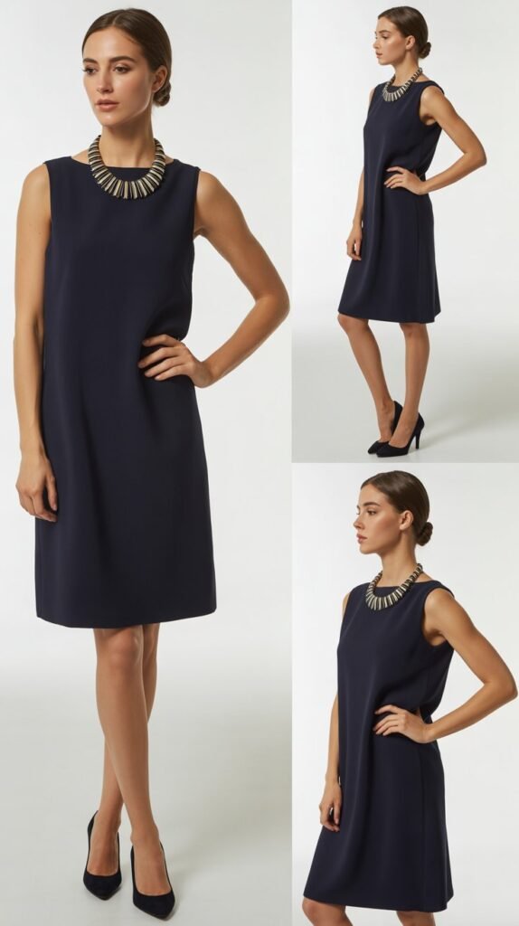 Shift Dress with Statement Necklace