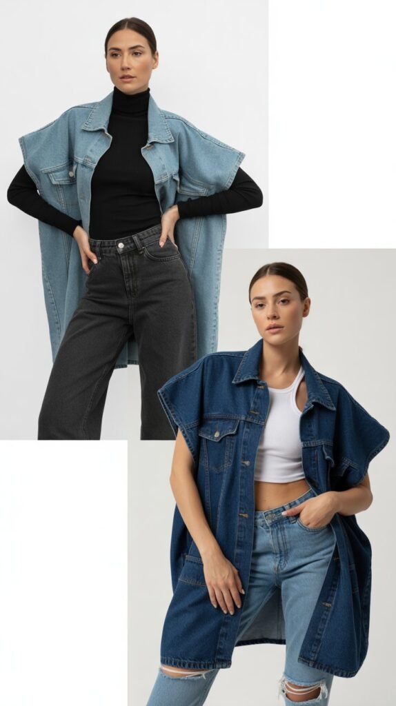 Oversized Denim Vests