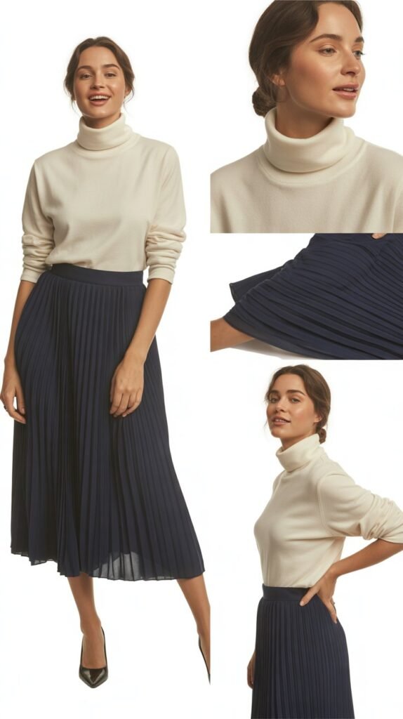 The Turtleneck and Pleated Skirt