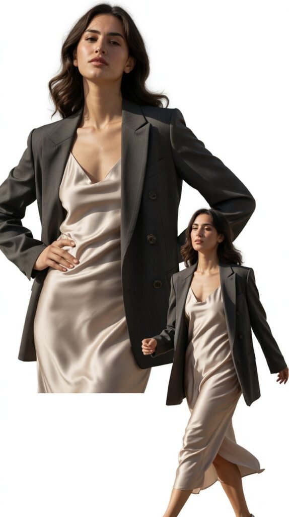 Blazer Over Slip Dress