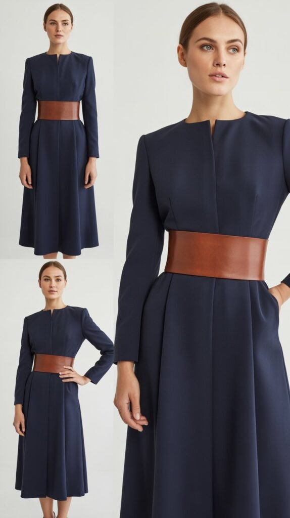 Tailored Dress With Wide Belt