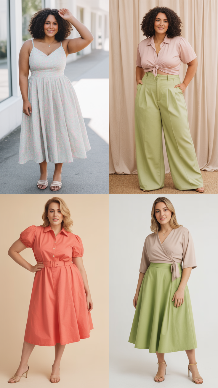 Curve Flattering Spring Outfits for Short Plus Size Women