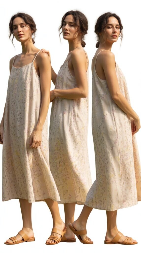 Floral Sundress With Flat Sandals