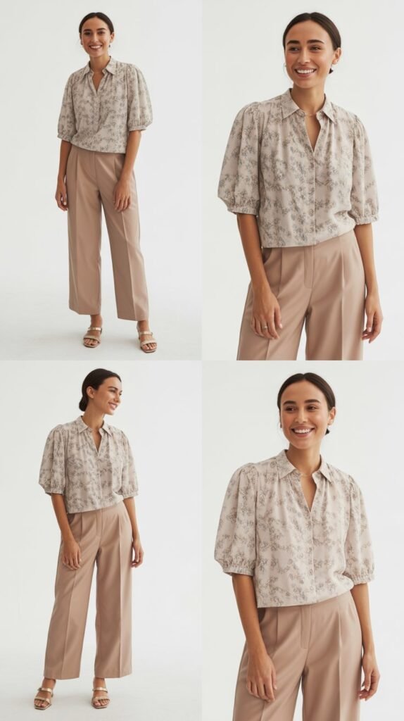 Printed Blouse and Solid Bottoms