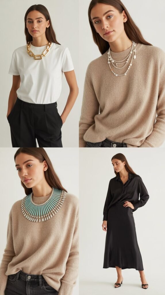 Statement Necklaces and Simple Tops