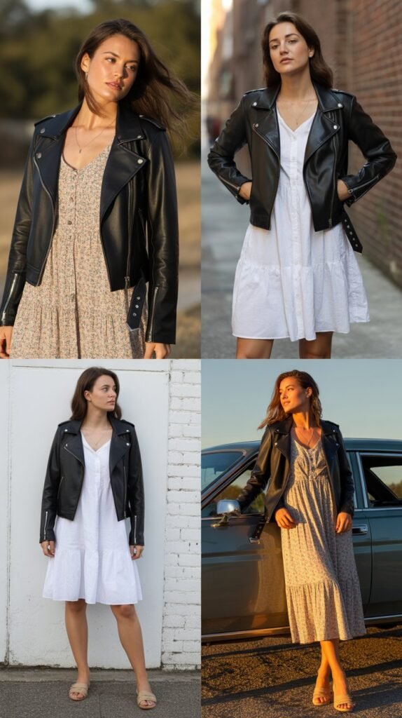Leather Jacket Over Sundress