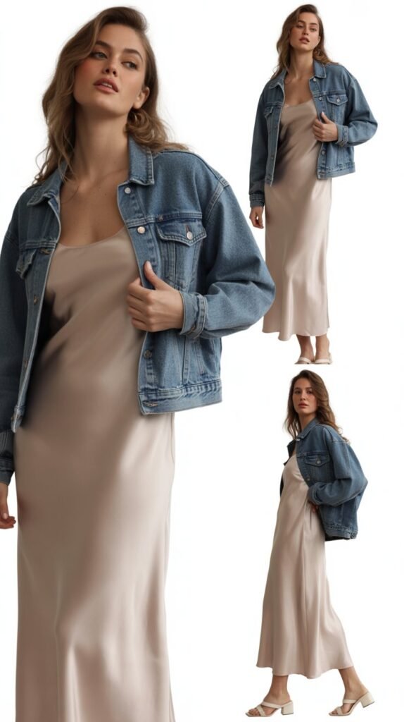 Slip Dress with Denim Jacket