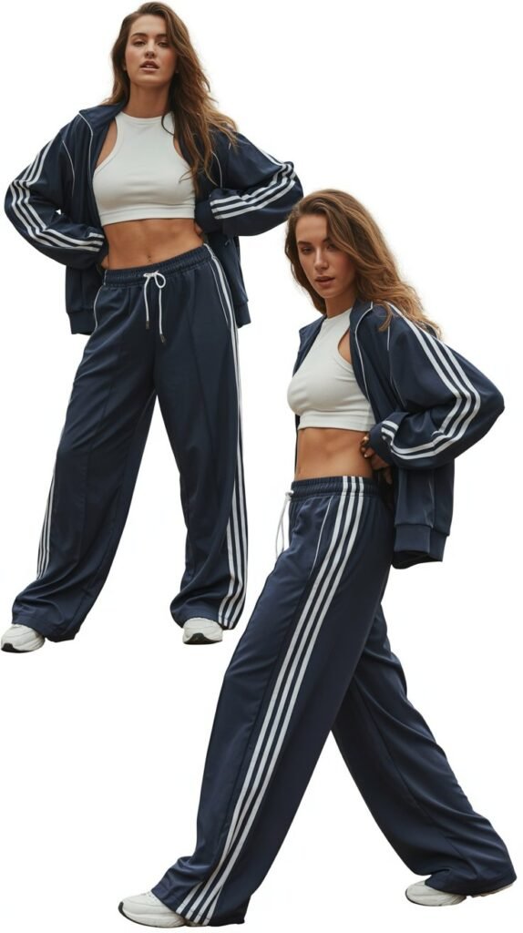  Baggy Track Pants with Racing Stripes