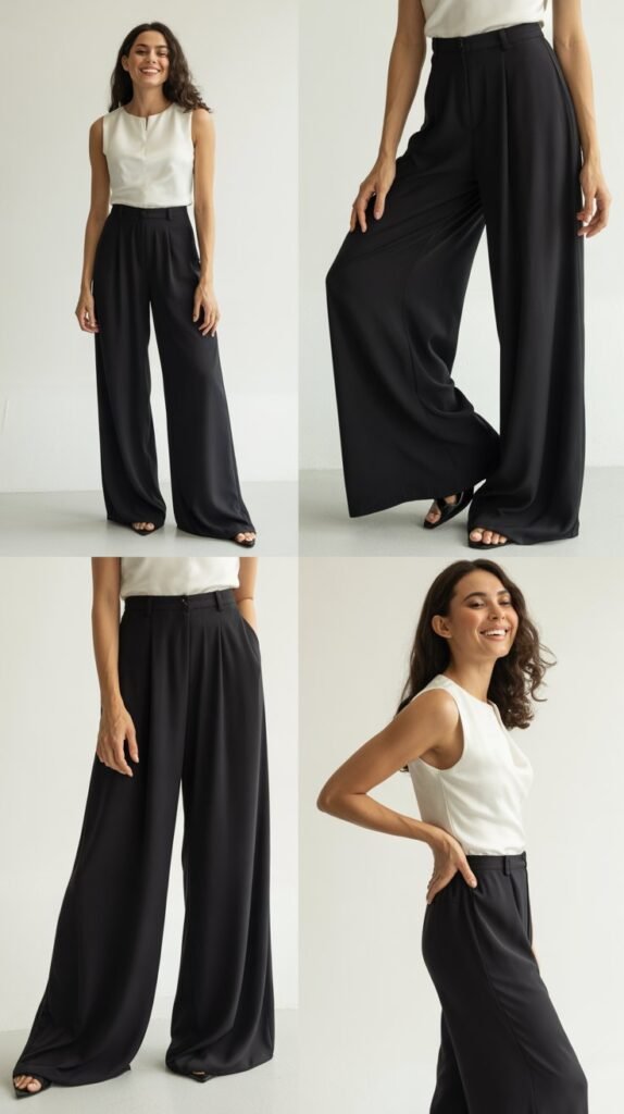  Wide-Leg Palazzo Pants with Fitted Top