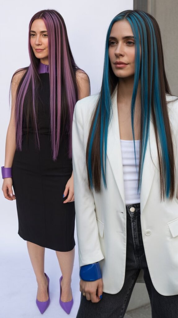 Colored Tinted Hair Streaks with Coordinated Outfit