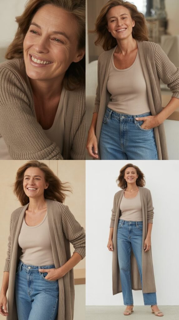 Longline Cardigan with Tank and Jeans