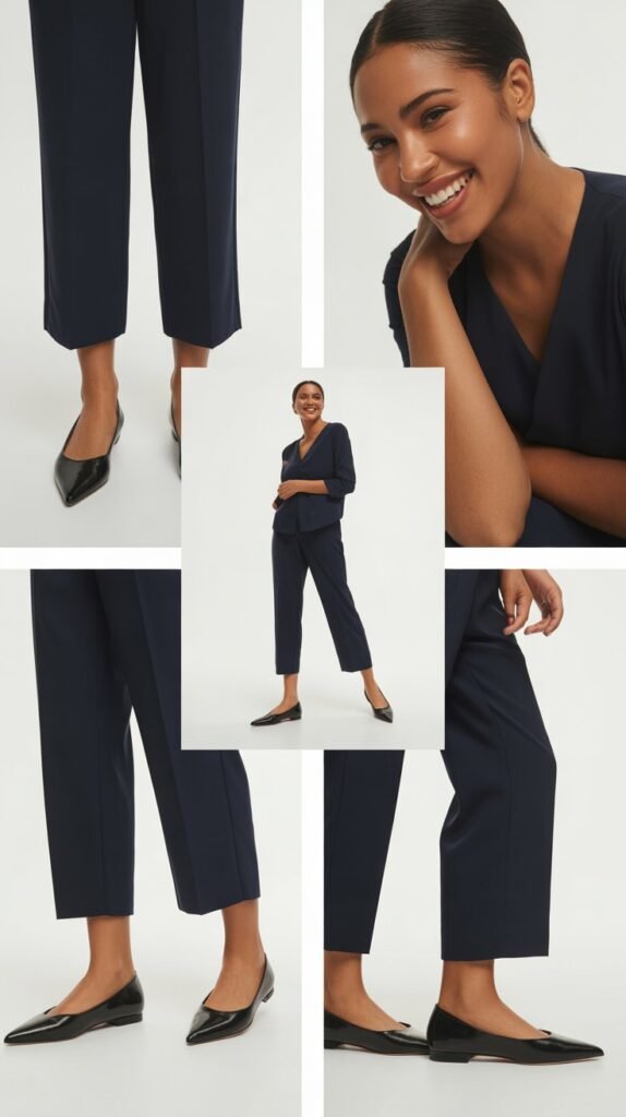 Cropped Pants with Pointed Flats