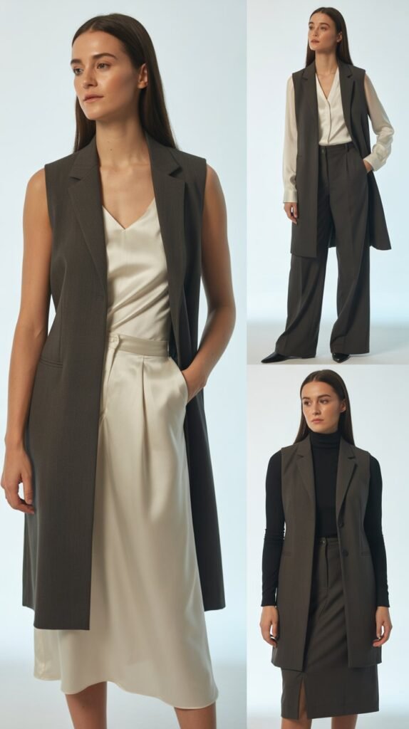 Longline Vest Over Dress or Separates