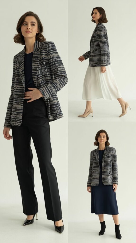  Printed Blazer with Solid Separates