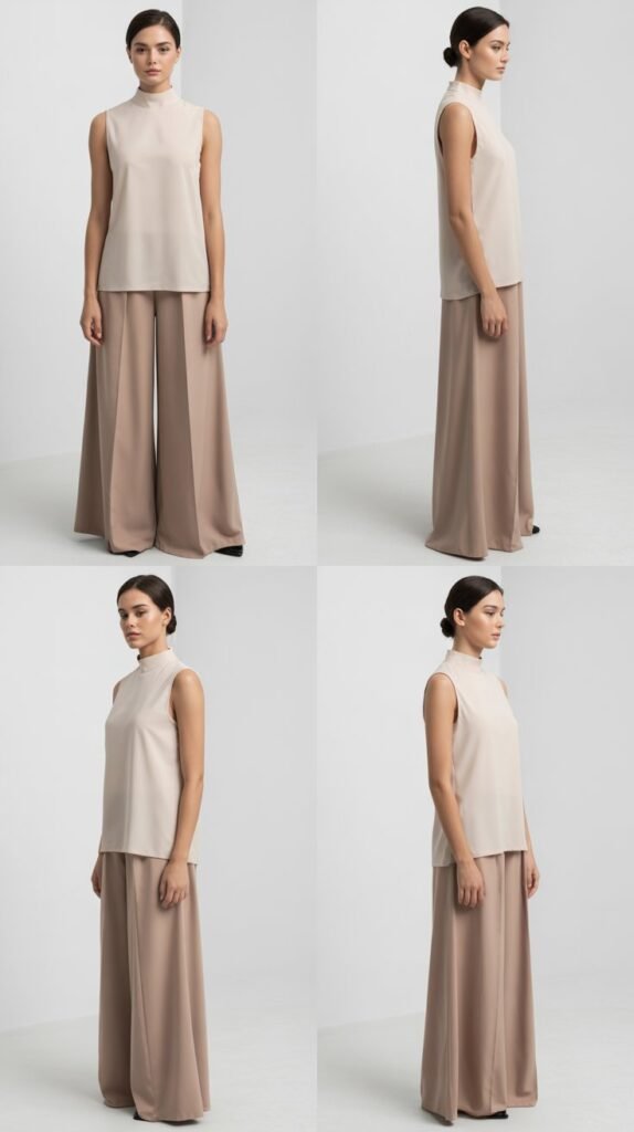 Mock Neck Top with Culottes