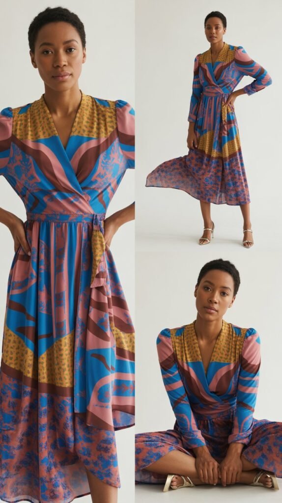 Wrap Dress in Bold Print
