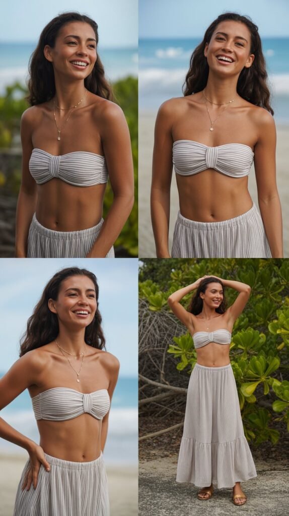  Bandeau Bikini with Maxi Skirt