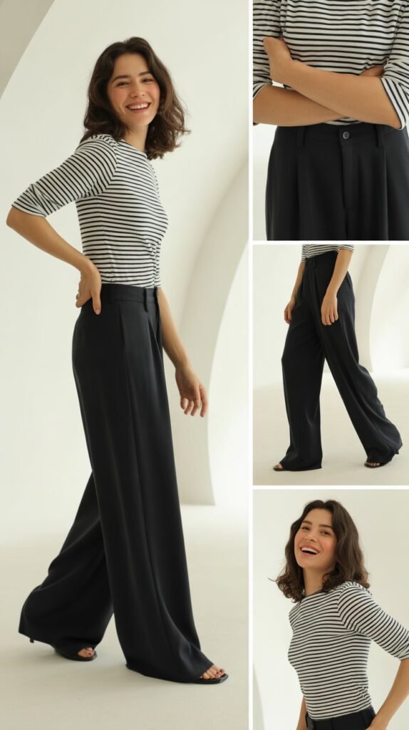 The Striped Shirt and Wide-Leg Pants