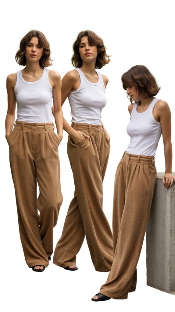 Corduroy Pants with Simple Tank Top