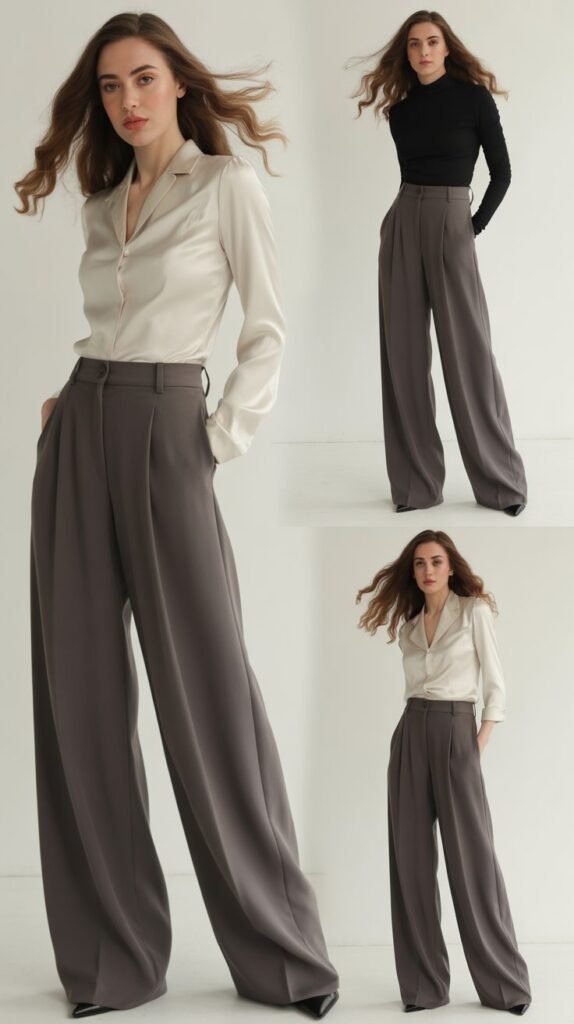 Wide-Leg Trousers with Fitted Top