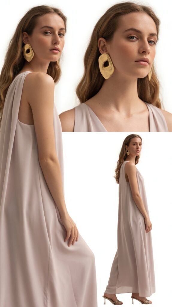 Flowy Maxi Dress with Statement Earrings