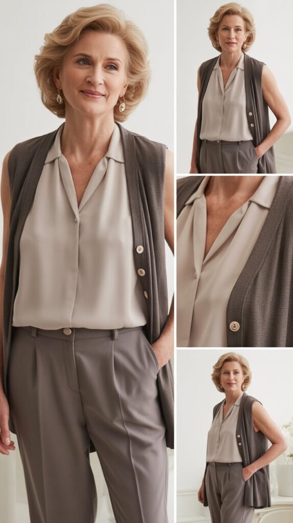 The Sleeveless Blouse with Cardigan