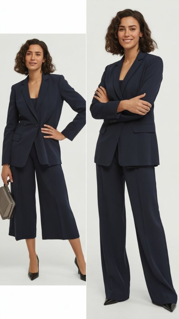 Blazer with Culottes or Wide-Leg Pants