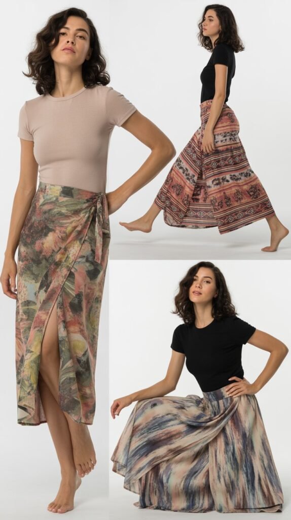 Printed Wrap Skirts