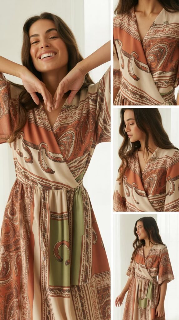  Wrap Dress With Western Prints