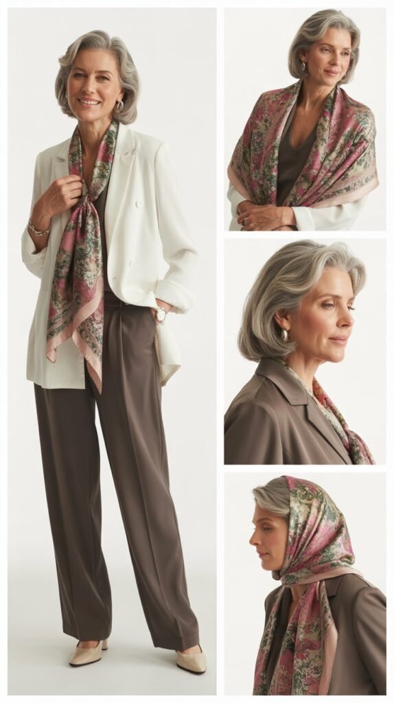 The Printed Scarf with Solid Separates