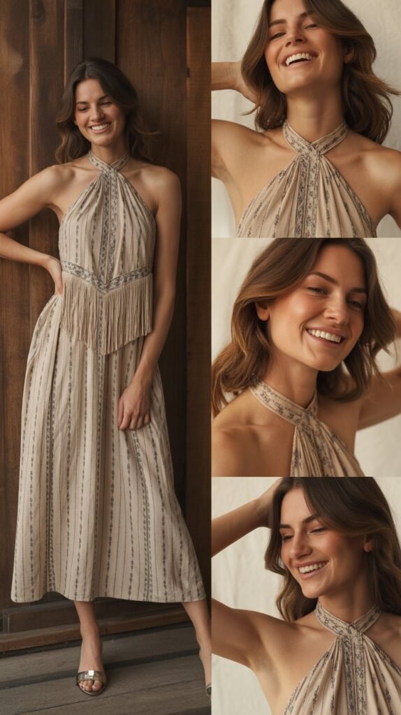  Halter Neck Western Dress