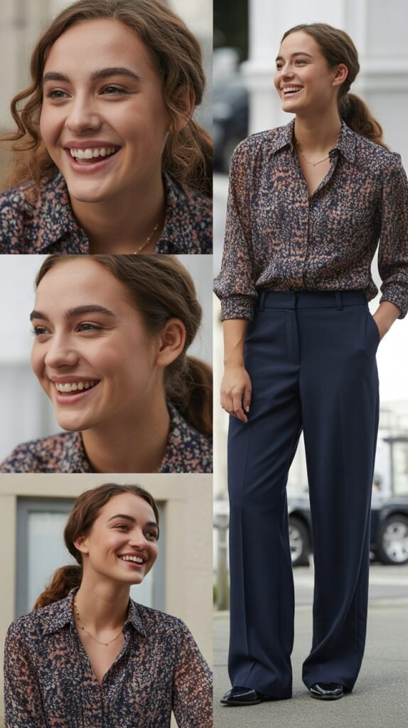 The Printed Blouse with Solid Bottoms