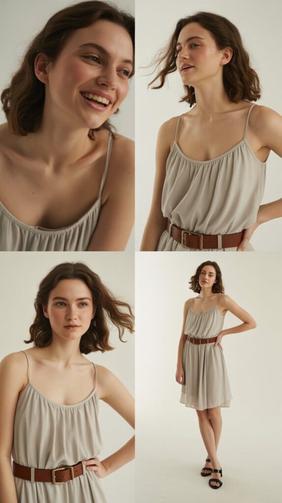 Spaghetti Strap Dress with Chunky Belt