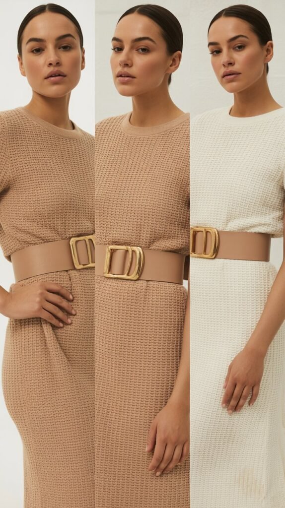 Knit Dress with Statement Belt