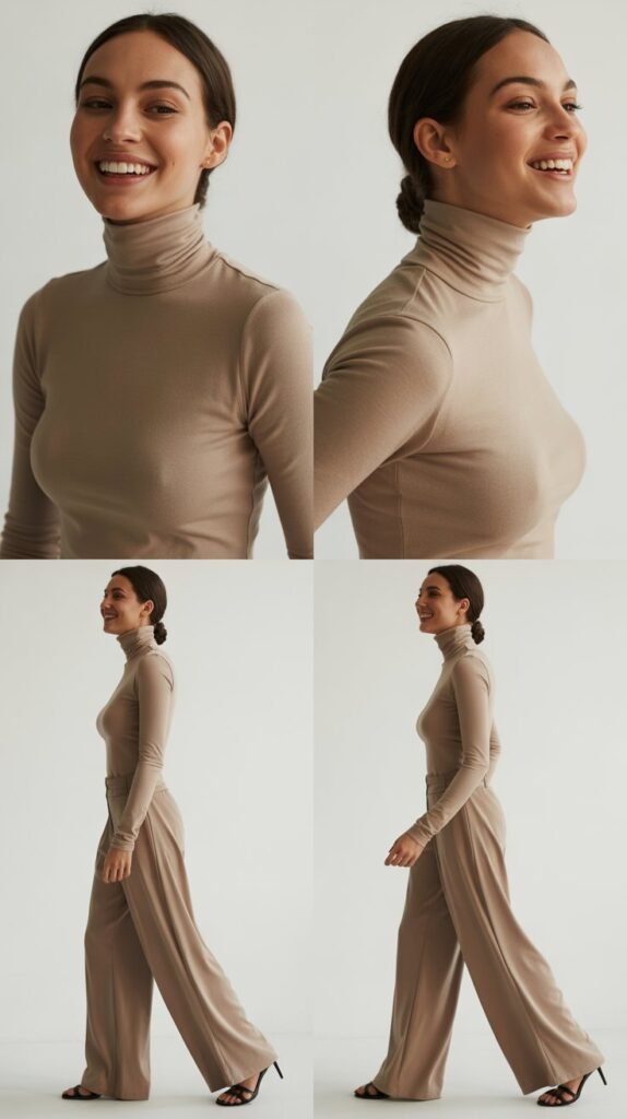 Turtleneck and Wide-Leg Pants
