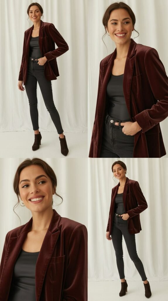 Velvet Blazers with Dark Denim