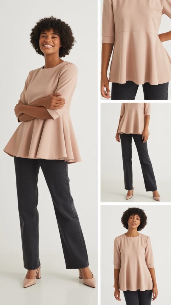 Peplum Top with Straight Leg Jeans