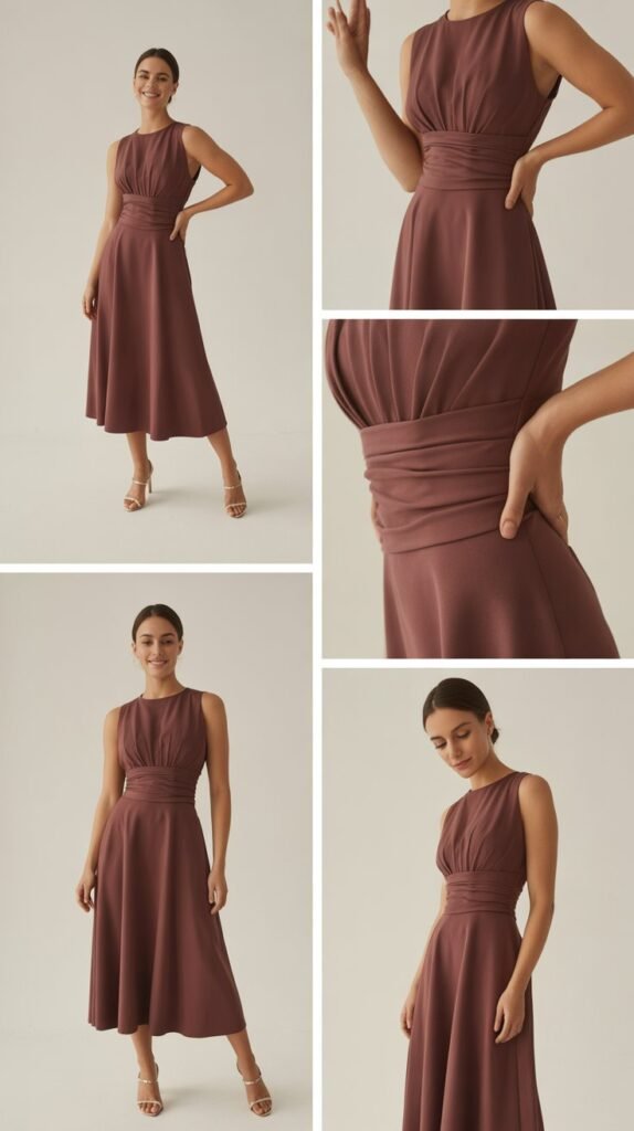 Midi Dress with Defined Waist