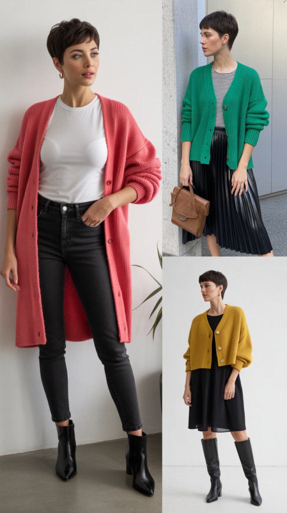 Colorful Cardigans as Layering Pieces