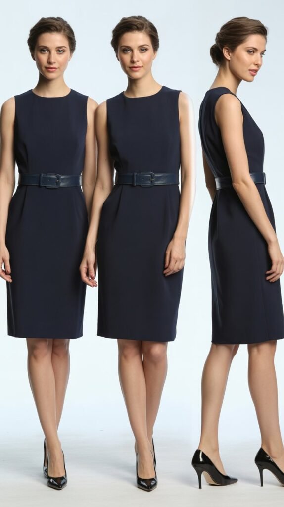 Classic Shift Dress with Belt Definition