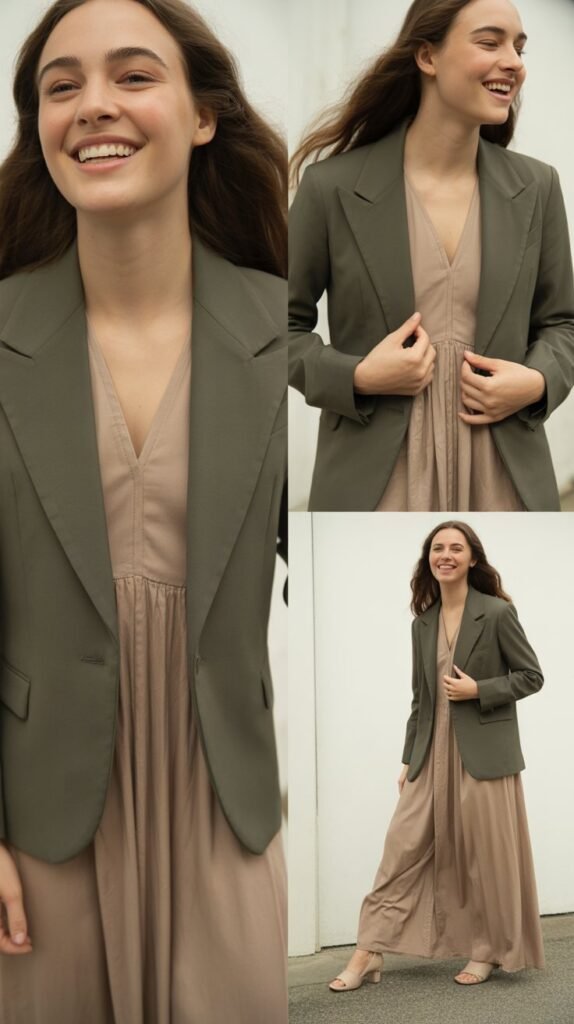  Maxi Dress with Structured Blazer