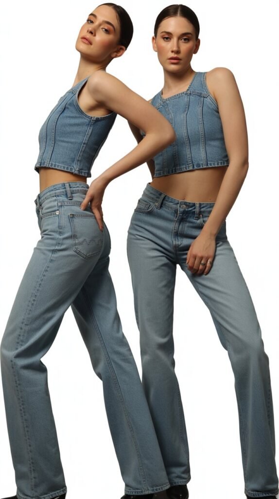 Low-Rise Jeans with Visible Thongs